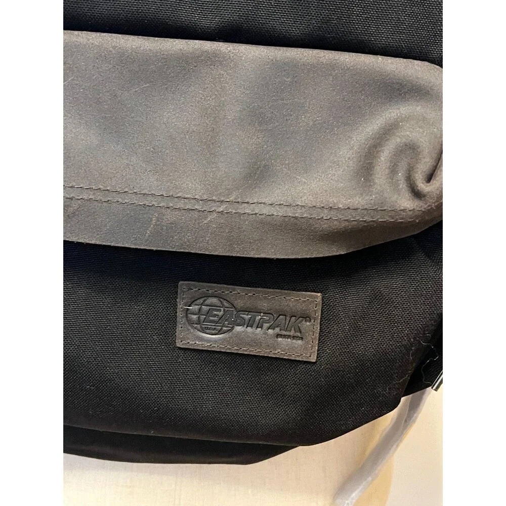 NWT Eastpak Backpack RAVEN AXER Black Cordura Canvas & Leather 24L Padded Pak'r